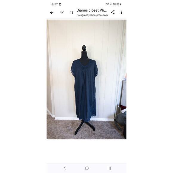 SCHWEITZER Linen Museeta Luxury Navy Blue, Size Medium, Nightgrown - Picture 4 of 6